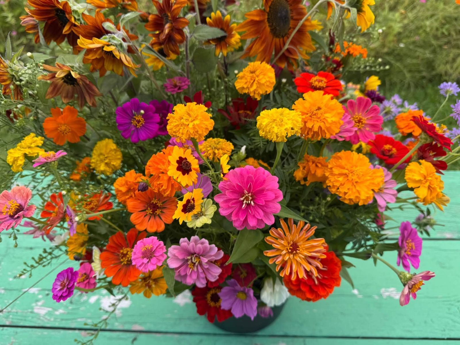 Bunched flowers ready for delivery